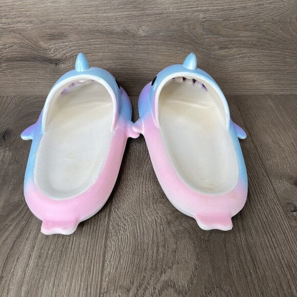 Shark Cloud Slides Blue White Adult Pool Slippers Unisex Size 10 - Picture 3 of 15